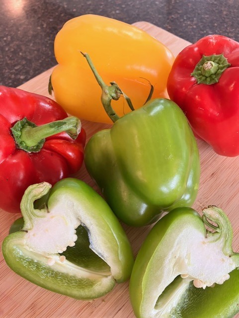 Peppers on a chopping board