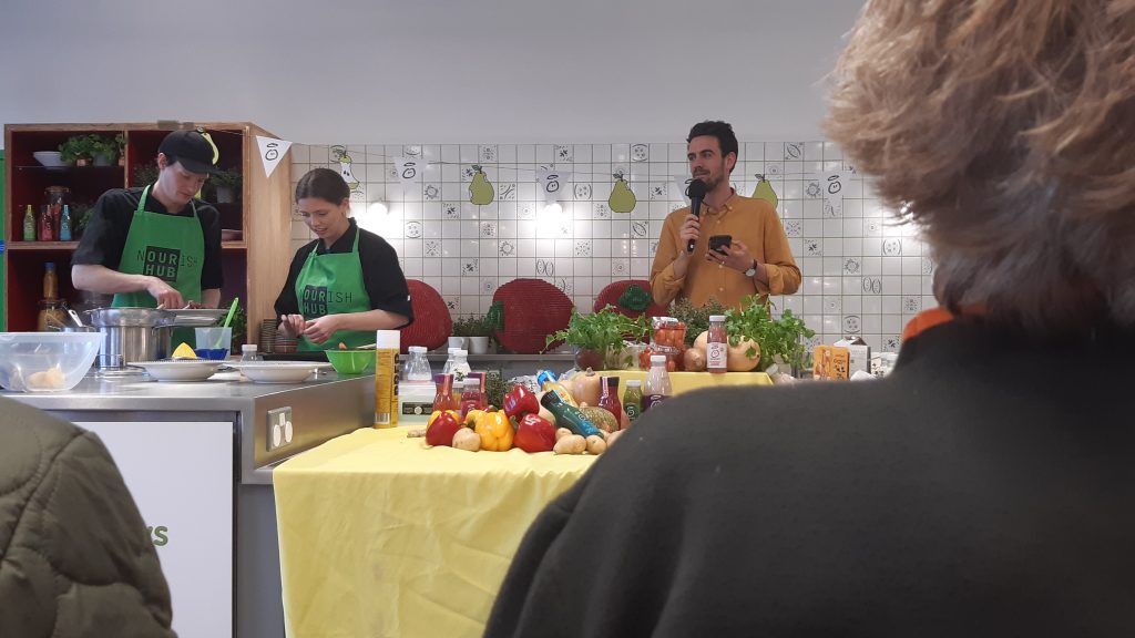 Cooking in front of crowd